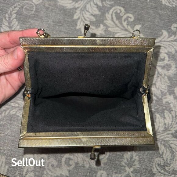 COCO + CARMEN Vintage Floral Tapestry Clutch Purse w/ Gold Chain Strap - Picture 9 of 9